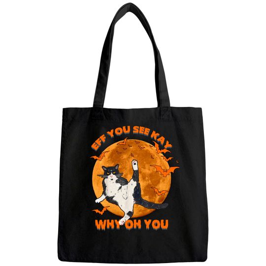 Eff You See Kay Why Oh You Cat Retro Vintage Tote Bag