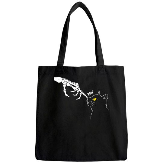Halloween Cat black Lover Skeleton Hand Boop Horror Custome Tote Bag