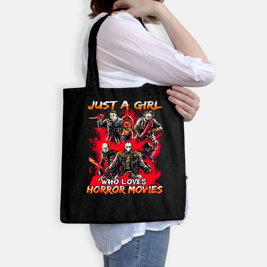 Just A Girl Who Loves Horror Movies Halloween Costume Tote Bag
