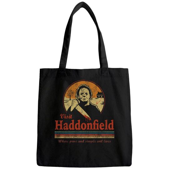 Visit Haddonfield New Halloween Michael Myers Mens Vintage Classic Tote Bag