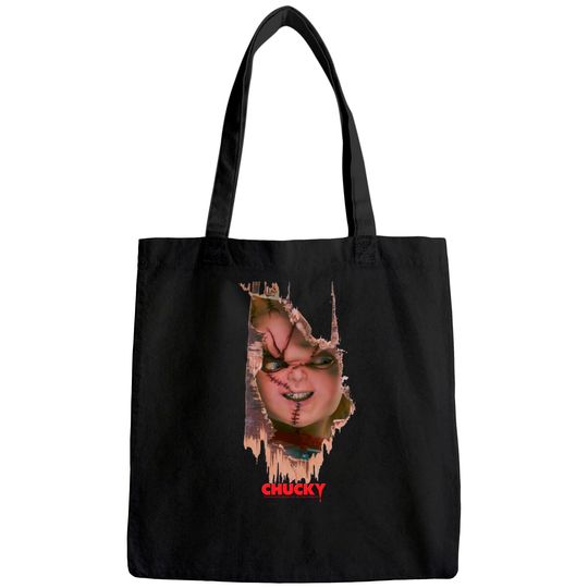 Child's Play Broken Door Here's Chucky Poster Tote Bag