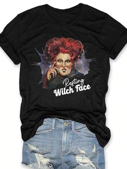 Discover Resting Witch Face Halloween T-Shirt