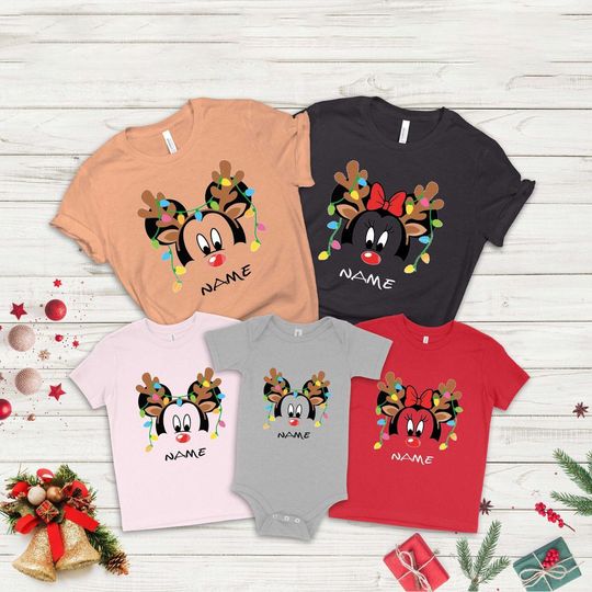 Custom Minnie Mouse and Mickey Mouse Family Matching T-shirt