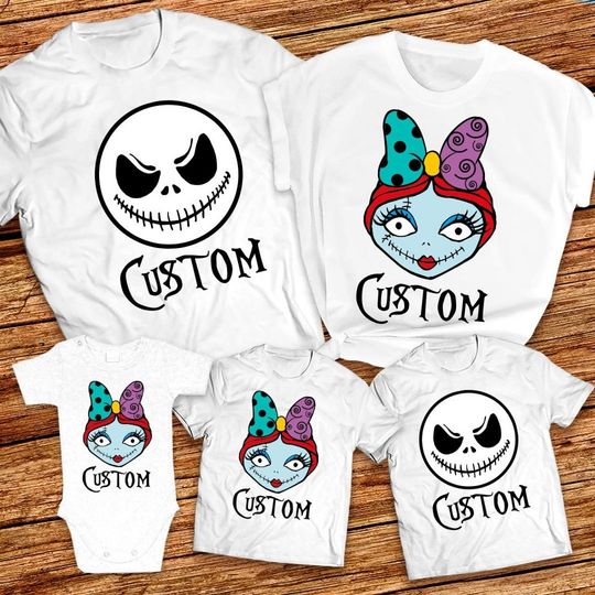 Nightmare Before Christmas Jack and Sally Matching Family T-Shirt