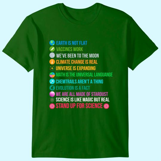 Discover Earth Is Not Flat Vaccines Work Science Teacher Nerd Geek T-Shirt