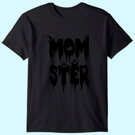 Discover Momster Halloween Messy Bun Mom Ster T-Shirt