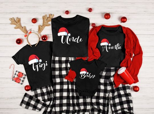 Santa Hat Matching Family Santa Claus Custom T-Shirt