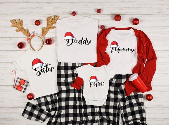 Santa Hat Matching Family Santa Claus Custom T-Shirt