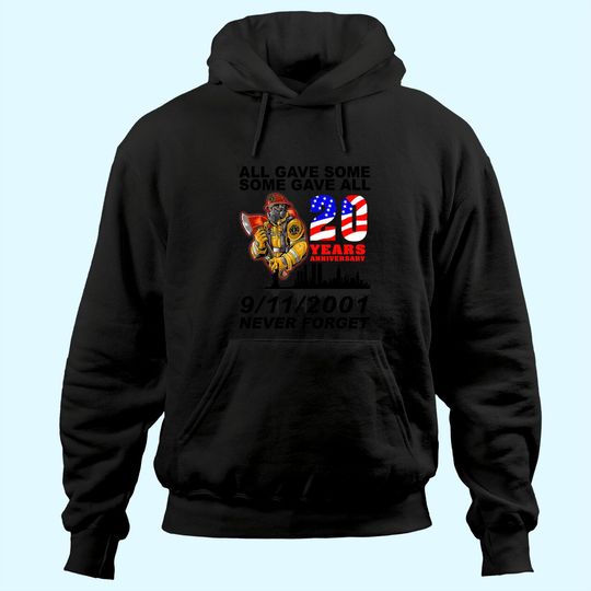 Never Forget 9-11-2001 20th Anniversary Firefighters Hoodie