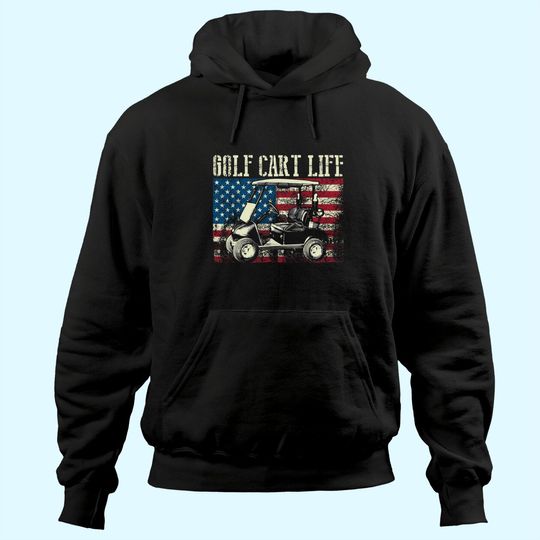 Discover Cool Golf Cart Vintage US Flag Funny Golfing Gift Men Women Hoodie