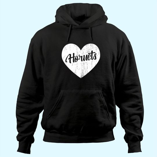 Hornets School Sports Fan Team Spirit Mascot Heart Hoodie