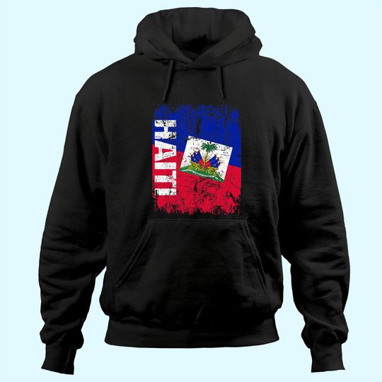 Discover HAITI Flag Vintage Distressed Hoodie