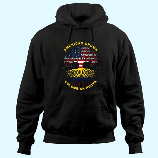 Discover American Grown With Colombian Roots Tree USA Flag Gifts Hoodie