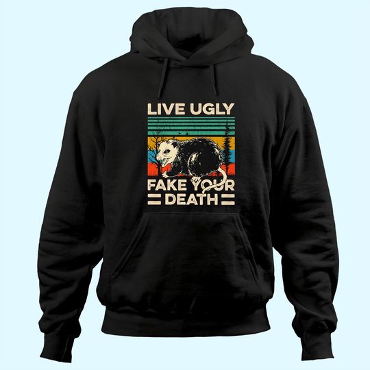 Live Ugly Fake Your Death Retro Vintage Opossum Premium Hoodie