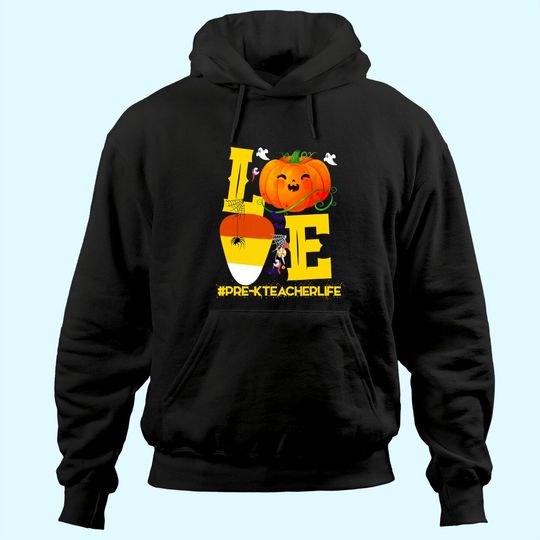 Discover Halloween Pumpkin Love Pre-K Teacher Life Costume Hoodie