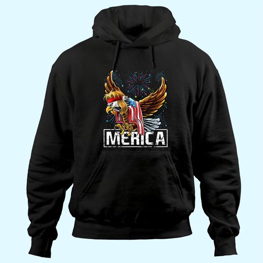 Merica Bald Eagle Mullet 4th of July American Flag Patriotic Hoodie