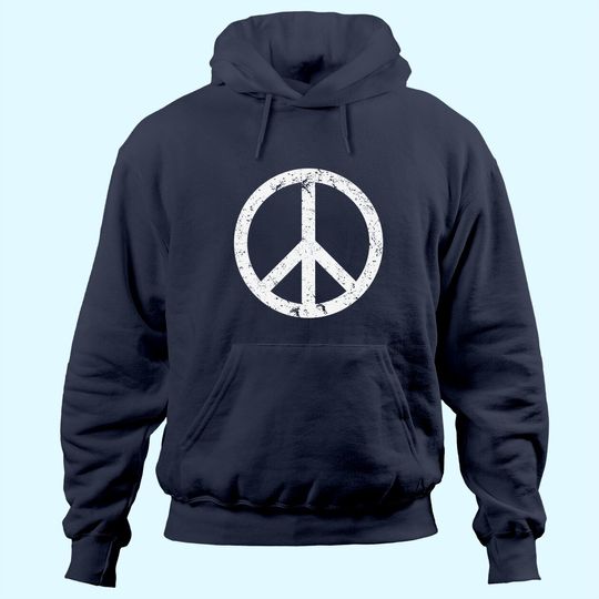 Discover Vintage Peace Sign White Distressed Hoodie
