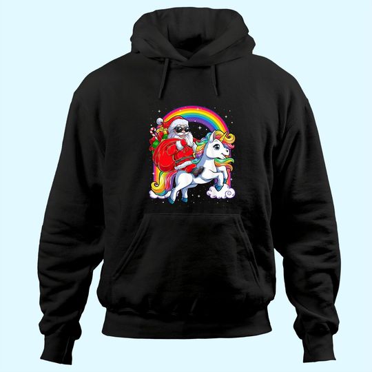 Discover Christmas Santa Riding Unicorn Xmas Hoodie