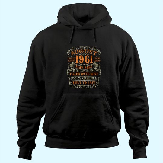 Discover Vintage 1961 August Hoodie 59 Years Old Hoodie