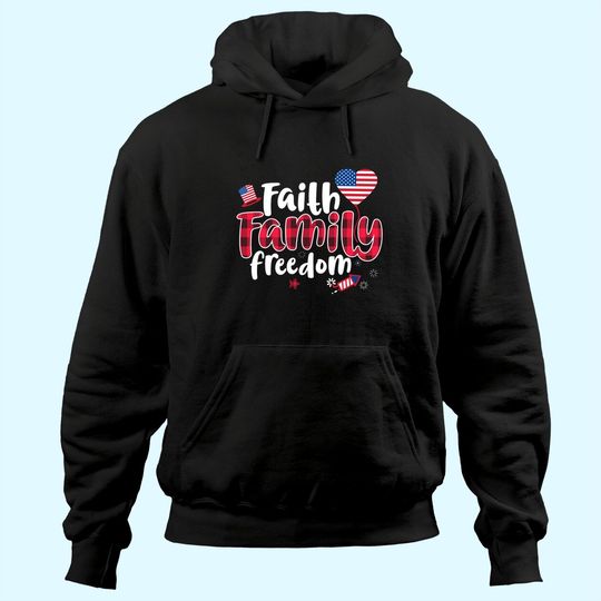 Faith Family Freedom Hoodie 4th of July Buffalo Plaid Gift