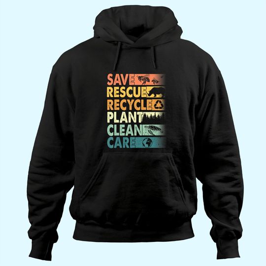 Earth Day Save Bees Rescue Animals Recycle Plastics Hoodie