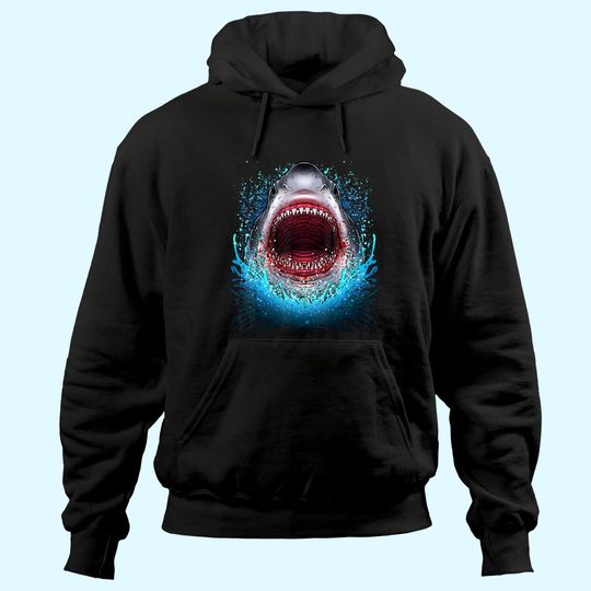 Discover Great White Shark Open Mouth Teeth Beach Ocean Animal Hoodie