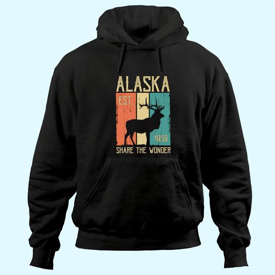 Vintage Sports Design Alaskan Elk for Alaska Day Hoodie