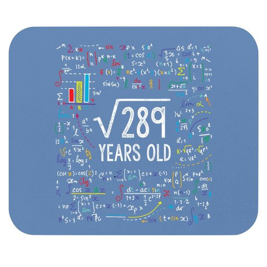Square Root Of 289 17th Birthday 17 Year Old Gifts Math Bday Mouse Pad