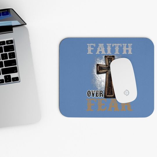 Faith Over Fear Wood Cross Religion Mouse Pad Adult Mouse Pad