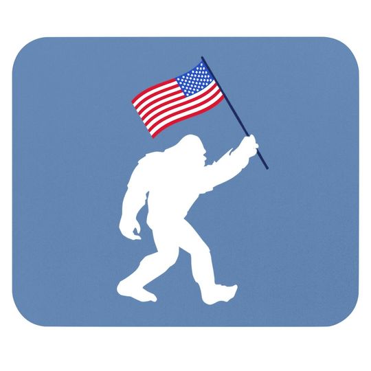 Bigfoot With American Flag Funny 4th Of July Mouse Pad
