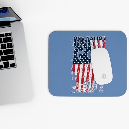 One Nation Under God Christian Cross American Flag Mouse Pad