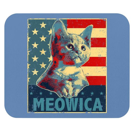 Meowica Cat Patriotic American Flag Mouse Pad