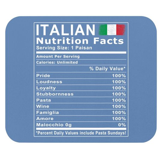 Italian Nutrition Facts Mouse Pad