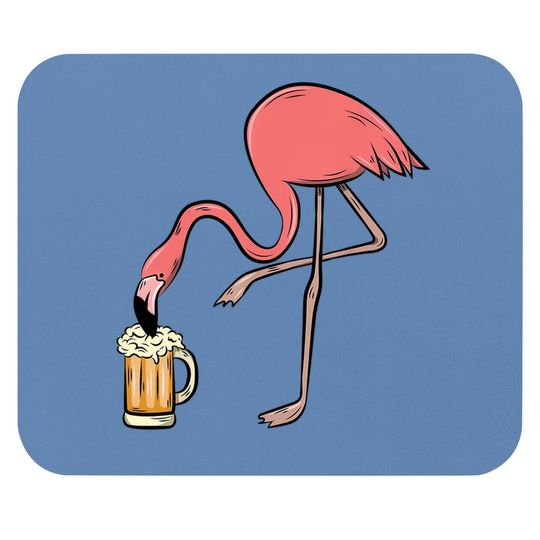 Flamingo Drinking Beer - Funny Pink Flamingo Mouse Pad