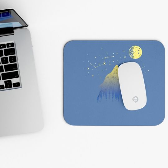 Wolf Howling At Stars Constellations And Moon Mouse Pad
