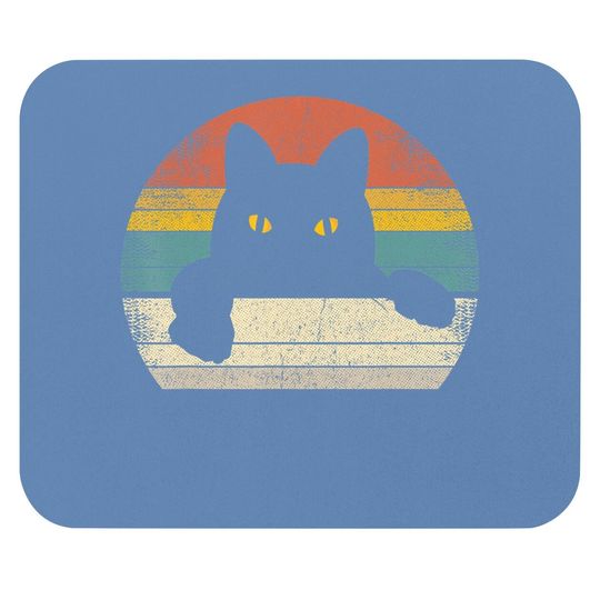 Black Cat Vintage Retro Style - Cats Lover Gift Mouse Pad