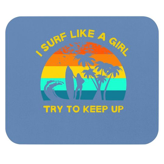 Retro Girl Surfer, Funny Surfing Mouse Pad