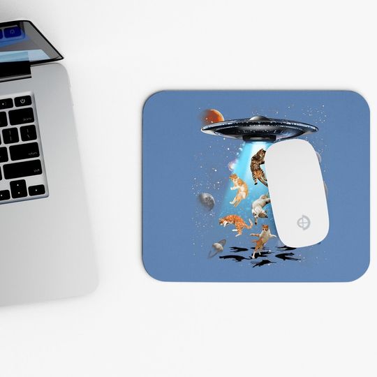 Galaxy Cat Ufo Mouse Pad