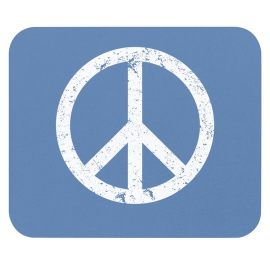 Vintage Peace Sign White Distressed Mouse Pad