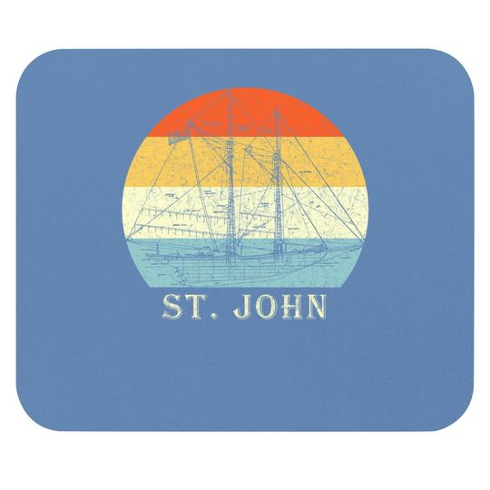 St. John Usvi Vintage Blueprint Sailboat Vacation Mouse Pad
