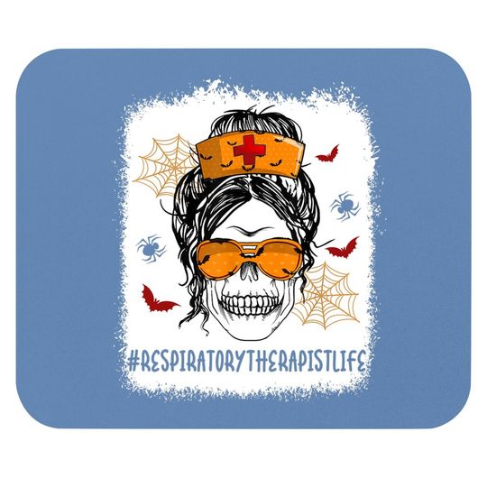 Love Respiratory Therapist Life Nurse Messy Bun Halloween Mouse Pad