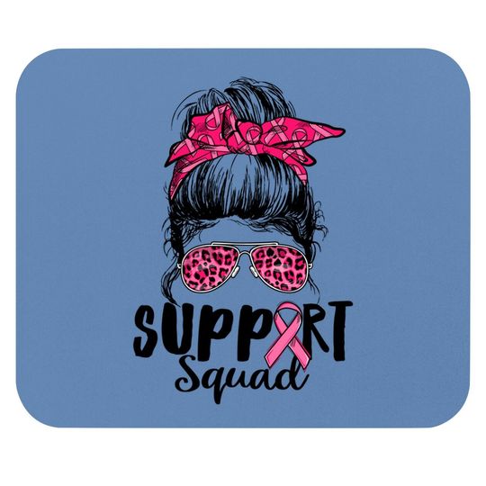 Support Squad Messy Bun Pink Warrior Breast Cancer Awareness Mouse Pad