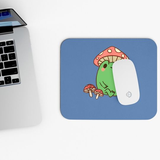 Frog With Mushroom Hat Cottagecore Aesthetic Mouse Pad