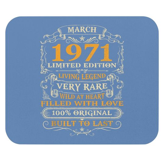 50th Birthday Gift 50 Years Old Retro Vintage March 1971 Mouse Pad