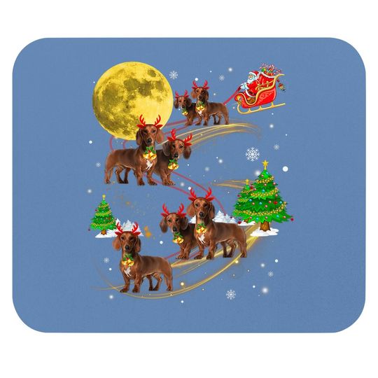 Dachshund Reindeer Christmas Dog Riding Santa Light Xmas Mouse Pad