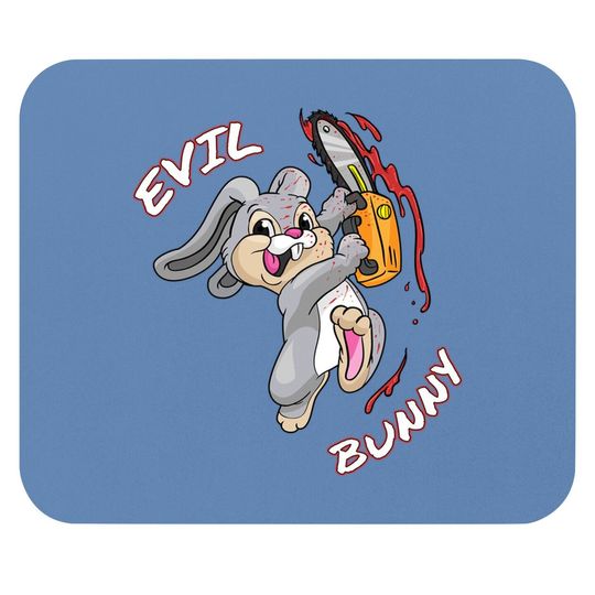 Evil Bunny Mouse Pad Halloween Funny Bad Rabbit Killer Mouse Pad