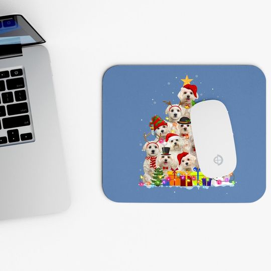 Christmas Pajama Maltese Tree Xmas Mouse Pad