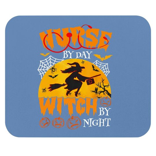 Nurse By Day Witch By Night Halloween Mouse Pad