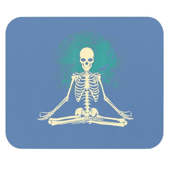Meditating Skeleton Yoga Halloween Moon Costume Mouse Pad