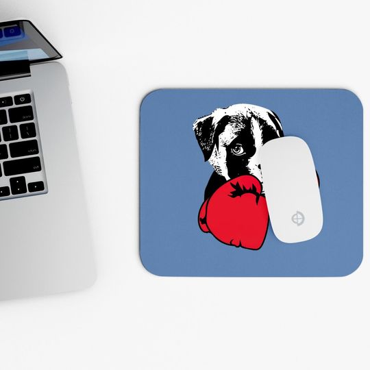 Dog With Boxing Red Gloves Mouse Pad